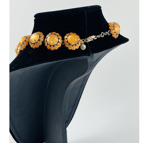 J crew cupcake necklace - Gem J. CREW Cupcake Statement Chunky Necklace Orange Dahlia Flower Daisy Faceted Pet